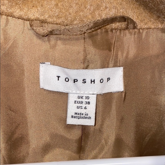 Topshop Size 6 Tan Teddy Jacket with Oversized Fit and Wide Lapels - Picture 2 of 16